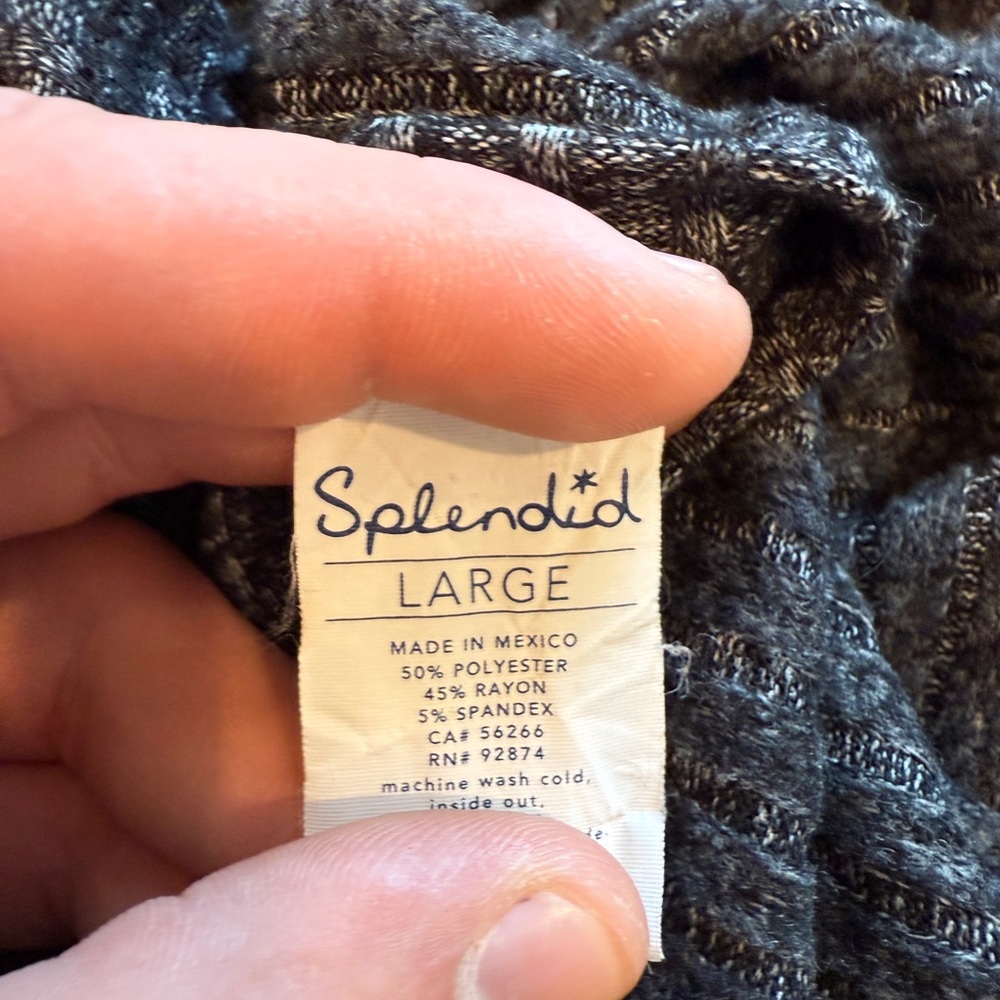 Splendid Asymmetrical Split Back Charcoal Sweater - image 3